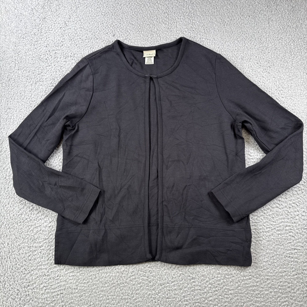 LL Bean Cardigan Women S Black Long‎ Sleeve Top Clasp Only Supima Modal Blend